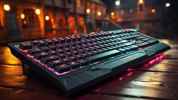 A TKL mechanical gaming keyboard with a black aluminum case, RGB LED backlighting, and dedicated macro keys.

