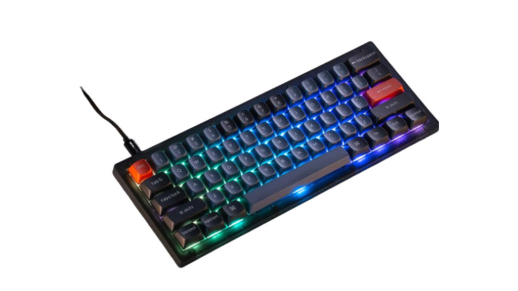 Custom programming keyboard with vibrant illuminated keys.