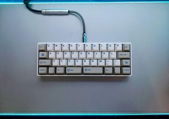 Image of a Blue-lit keyboard for easy typing in low light.