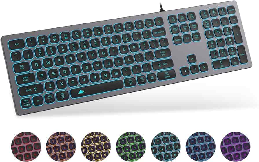 A diverse backlit keyboard collection featuring various colors and sizes, catering to individual preferences and needs.