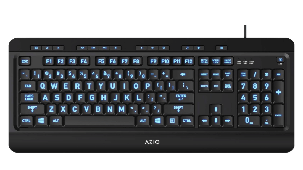 Blue backlit aio keyboard with blue keys