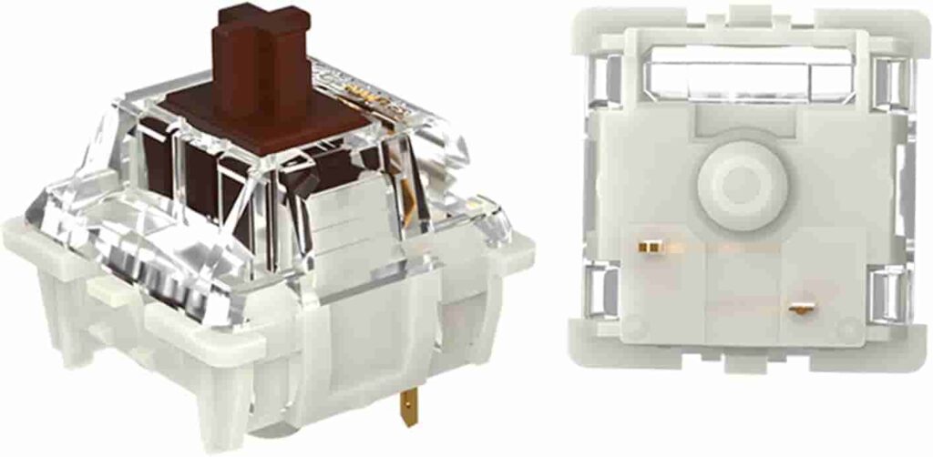 Gateron Brown Switch with white and brown plastic cover.