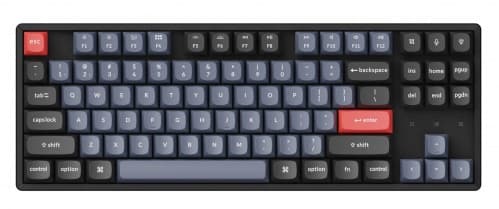 Keychron K8 Pro Hot-Swappable keyboard with blue and red keys, perfect for wired or wireless use (Kailh Box White).