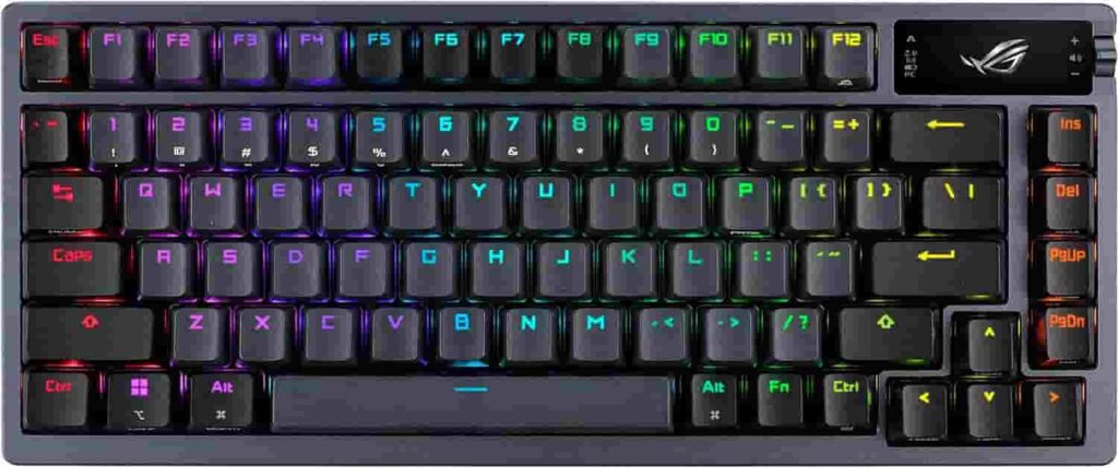 A custom mechanical keyboard with vibrant and colorful keys