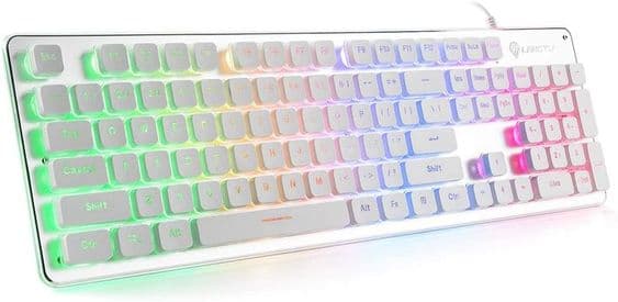 Colorful keys on a white membrane keyboard