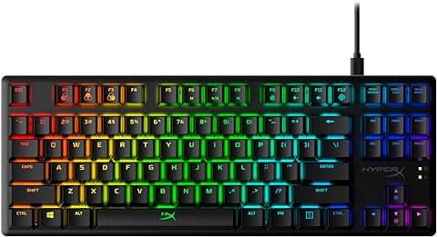 Image of the HyperX Fury X RGB mechanical keyboard, showcasing its main features.