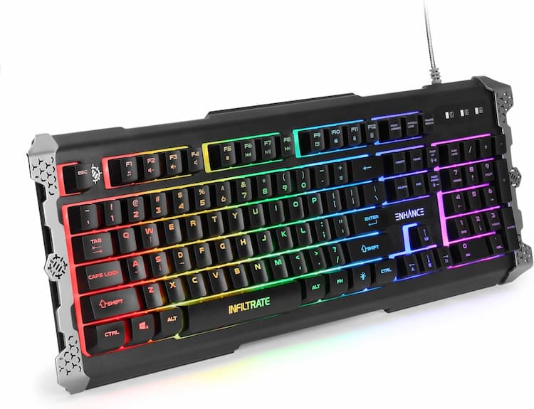 Membrane keyboard with colorful rainbow backlight