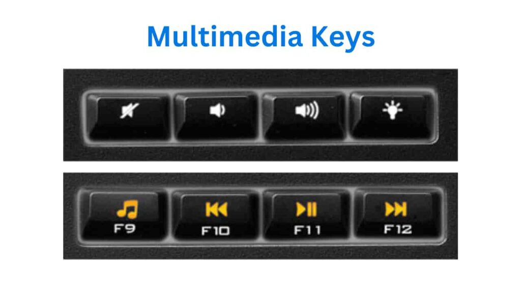 Multimedia keys keyboard: a compact set of buttons designed for controlling various multimedia functions


