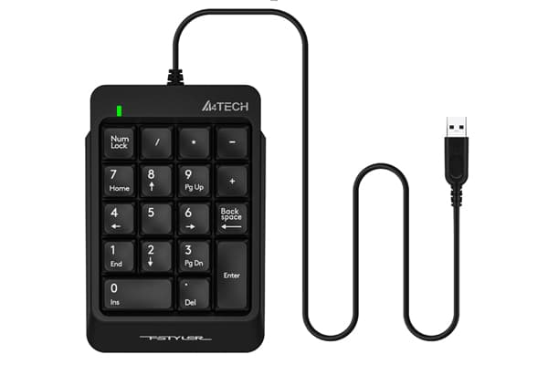 Numeric keyboard with numbers 0-9, plus and minus signs, and a delete button.