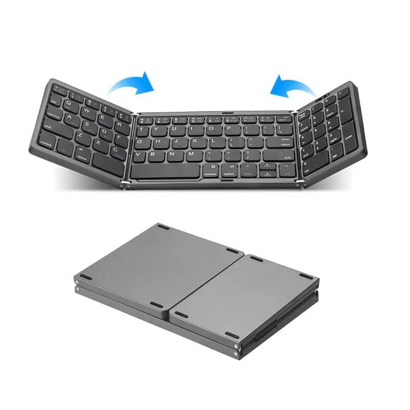 A portable keyboard and a Bluetooth keyboard side by side, ready for use