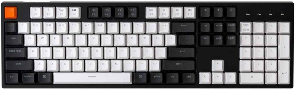 Full size keyboard with a variety of keys